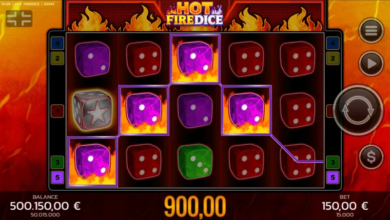 Hot Fire Dice - বেসিক গেম এবং Fire Blaze বিস্তারকারী প্রতীক