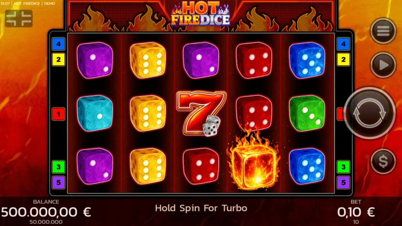 Hot Fire Dice - জ্বলন্ত সেভেন সহ খেলার স্ক্রিন